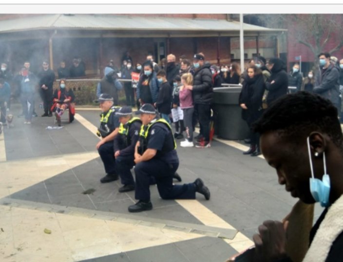 Alimac801's tweet photo. @NC_24 @ozhomeschool They won't.
They took the knee to them at BLM.
They are not in our service.They are focused on suppressing our freedoms and enforcing Dan's authoritarian agenda. https://t.co/VNZhAMaPLB