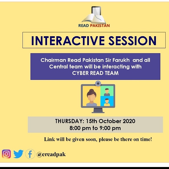 ereadpak's tweet photo. You people are advised to be there on time. Have deeper and wider insight to Read Pakistan's aim and mechanism with our worthy Chairman and vigorous Central Team. https://t.co/37cuWwGh7V