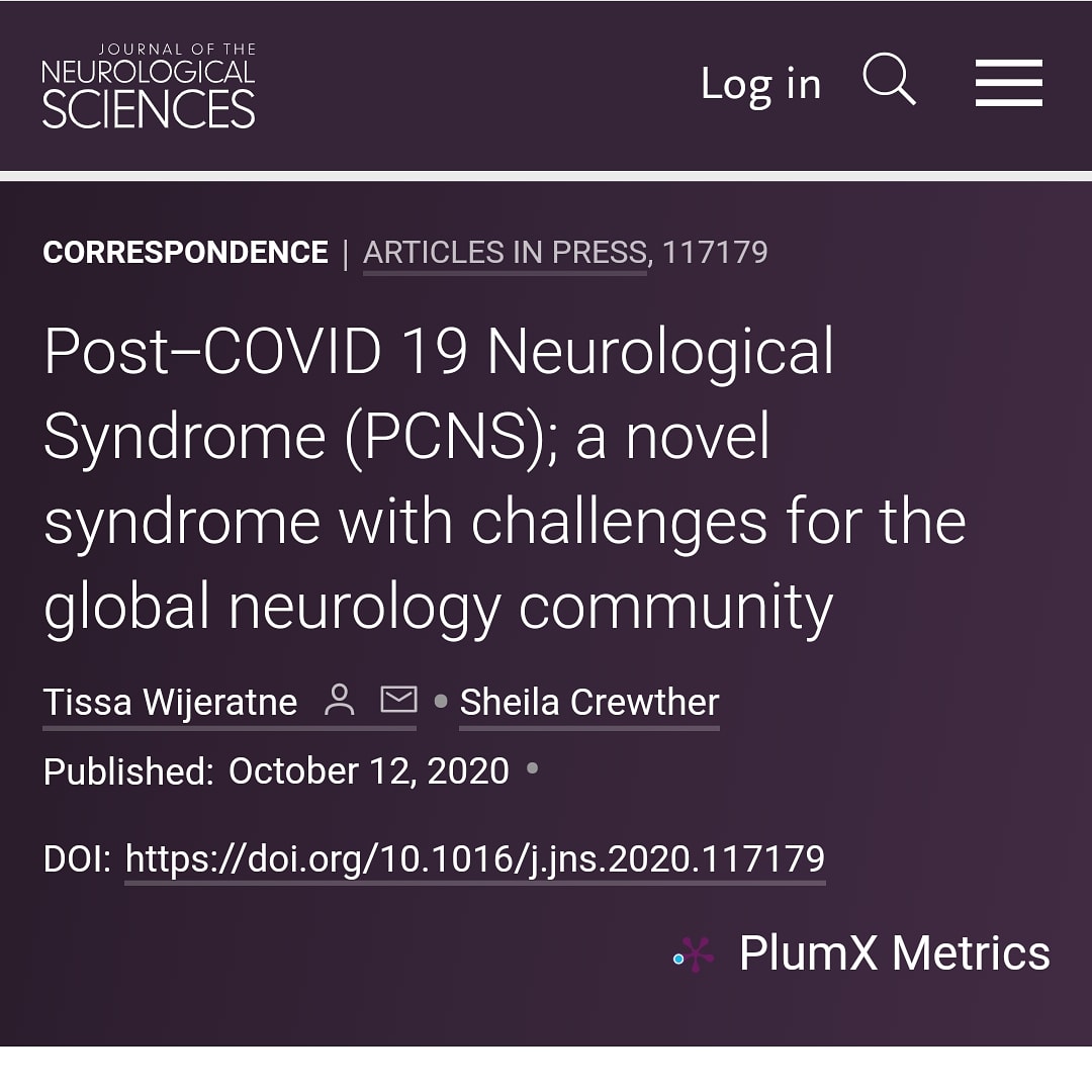 The latest paper from my PhD supervisor and I highly recommend reading it, and listening to her speak about it. The lasting impacts of this pandemic are going to be a huge challenge for many years to come. 
Paper here: jns-journal.com/article/S0022-…
Video here: wfneurology.org/2020-10-13-twi…