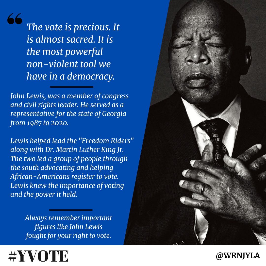 WrnjYla's tweet photo. Always remember the people that fought for your right to vote. Use your vote. Today is the final day for NJ residents to register for the upcoming election. Register online at https://t.co/hMdWAoHfHB. Countdown to the 2020 election: 21 days #yvote #wrnjyla #parentimpact #njvotes https://t.co/LMmKeB8k2R