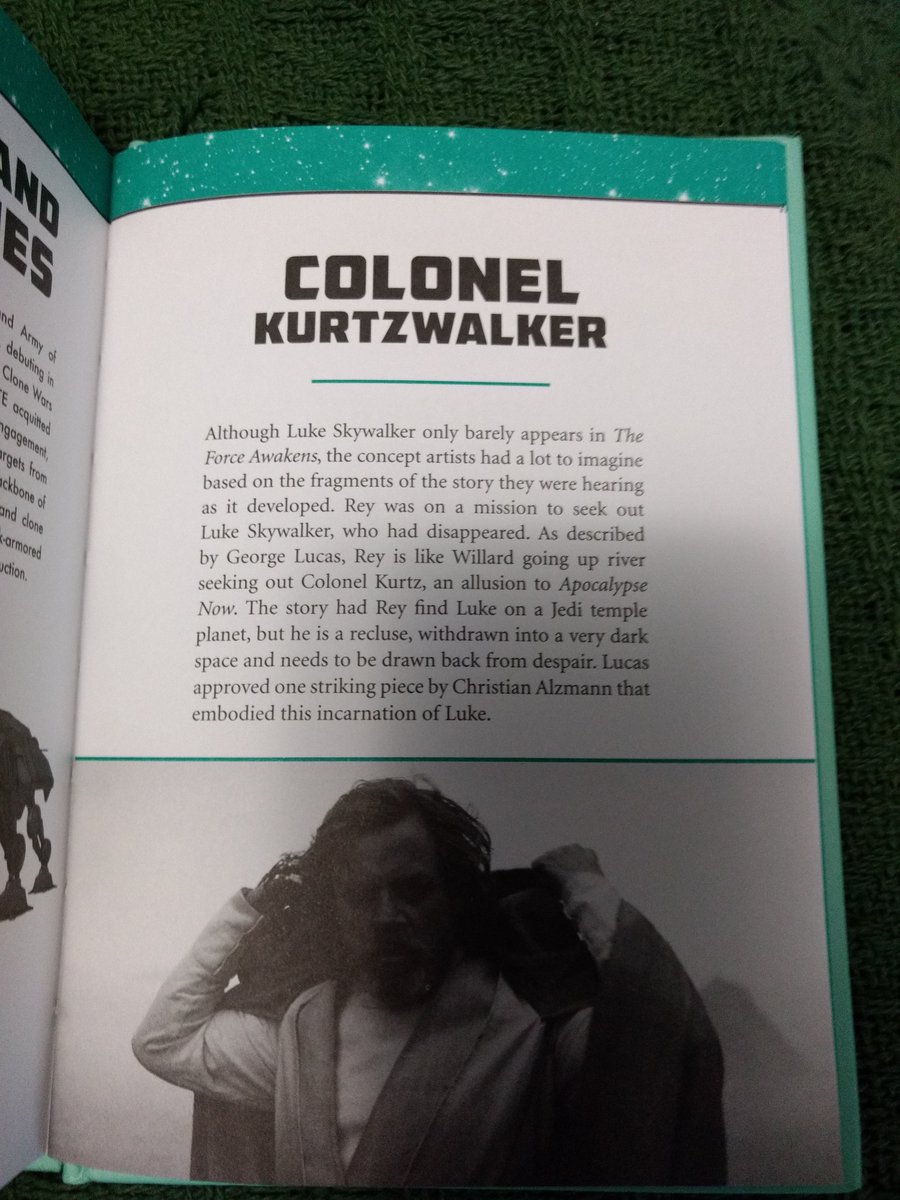 This was already known, but it's nice to have it in print: George's conception of Luke in the sequel trilogy was inspired by Colonel Kurtz in Apocalypse Now.