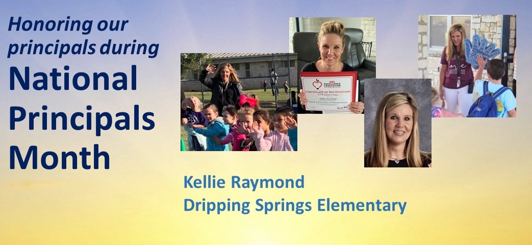 DSISD's tweet photo. October is National Principals Month and we'd like to recognize each of our 7 principals, starting with Dripping Springs Elementary Principal Kellie Raymond, now in her sixth year leading that campus and her 14th with DSISD. Thanks, Kellie, for your dedication to DSE! #iamDSISD https://t.co/E69f5D19Zp