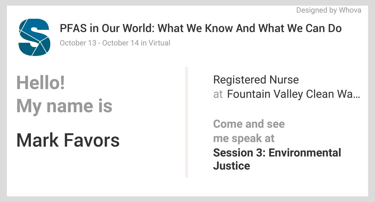 MarkFavors's tweet photo. TOMORROW-We are speaking on #EnvironmentalJustice &amp; #PFAS at #PFASWorld2020 in “Our World: What We Know And What We Can Do.”Please checkout the details of my talk at: https://t.co/32oEHPBOLO

#PFAS #ForeverChemicals https://t.co/QhkInXZify