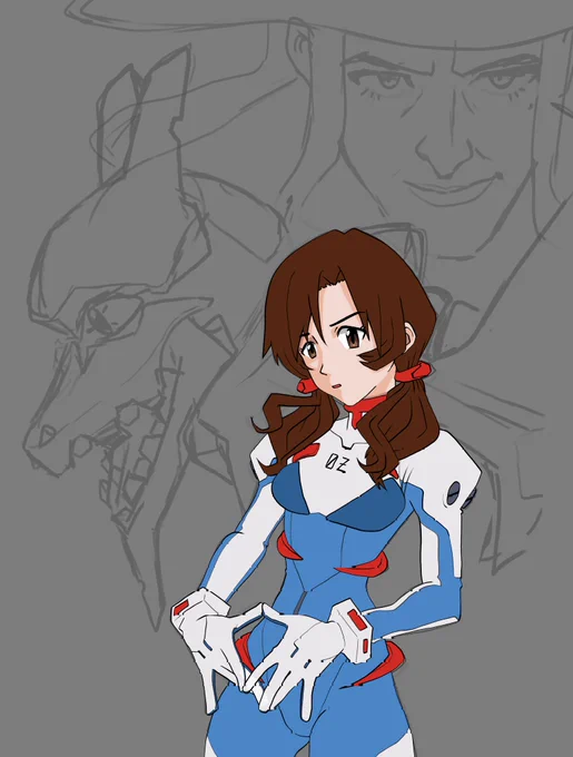 last lil post before bed, but unfinished class assignment in which we were asked to redraw dorothy from wizard of oz in a style of our choice. i went with yoshiyuki sadamoto, the character designer for nge and flcl!! kinda wish i finished this piece,, 