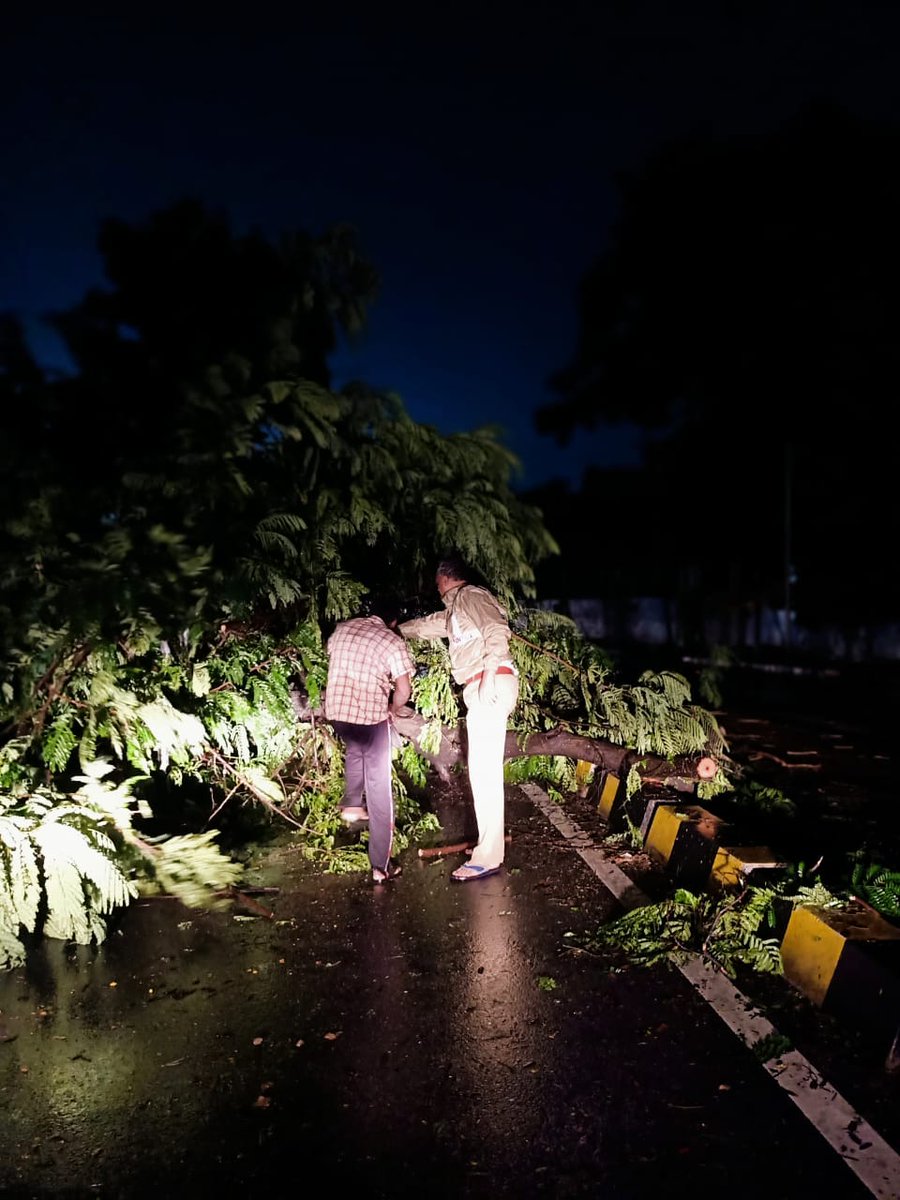 HYDTP's tweet photo. #HYDTPinfo 
Malakpet Tr Police, @insptr_malakpet with the help of crane staff removed the fallen tree branches at fire station.
@AddlCPTrHyd https://t.co/35Dc0Q1qVN