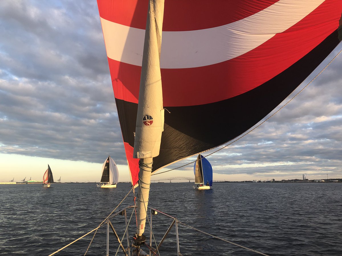 SarahB_PharmD's tweet photo. Our crew rotated responsiblities tonight, my job was to get this sail up and wow it looked good! 🥰⛵️ #baltimoresailing #foredeck #lifeworkbalance https://t.co/ZQjutSArzu