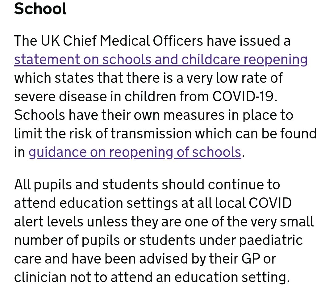 27/ Even in very high risk areas at risk groups still go to work if its Covid secure, unless its a school we don't do covid secure, we do our own thing without social distancing or masks.Not good enough.