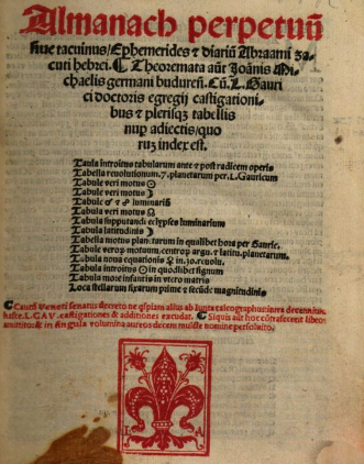 La larga tradición de tablas astronómicas que arranca en el siglo XIII con Azarquiel, tiene su culminación en el XVI con el salmantino Abraham Zacut que redactó unas tablas astronómicas en 1502 referidas al paralelo de Salamanca, su Almanach Perpetuus.