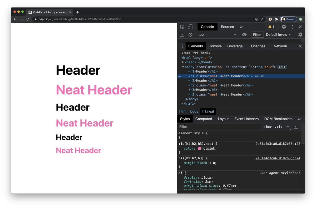 Here's a screenshot from Chrome Canary where it's supported with the chrome://flags/ #enable-experimental-web-platform-features enabled  Codepen  https://codepen.io/argyleink/pen/abZvRbV
