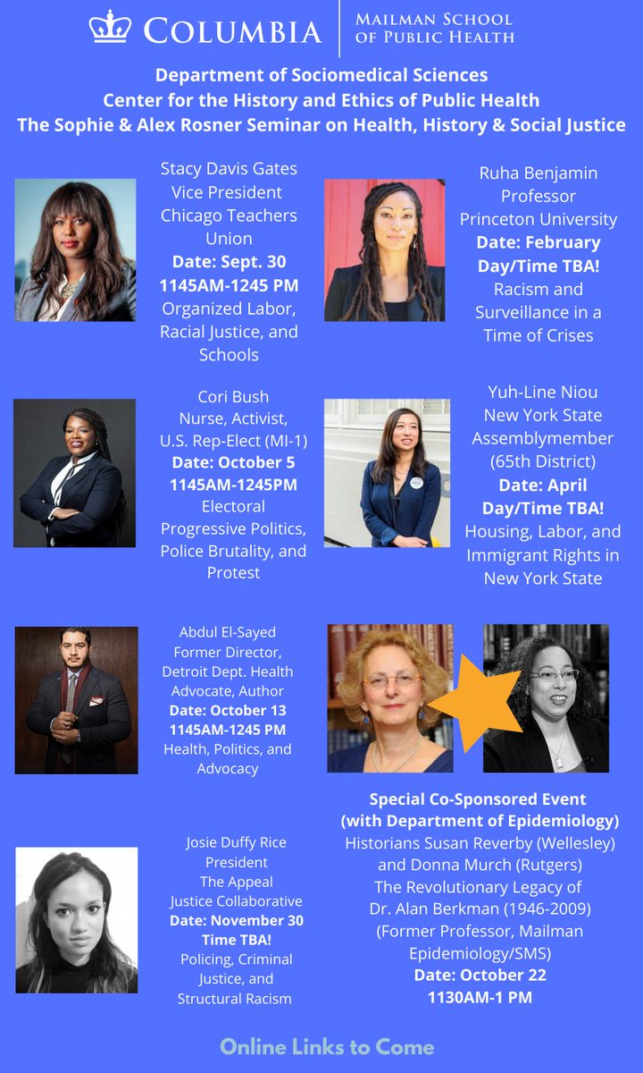 We were pleased to welcome Dr. Abdul El-Sayed today, who spoke on political advocacy and public health. Video up soon!

Here are the rest of this year's events. If you want to get on our mailing list so you can register, e-mail us at events@centerforhistoryandethics.org!