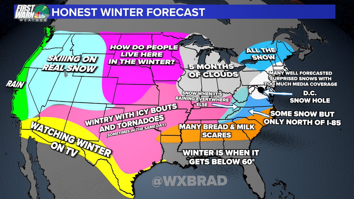 wxbrad's tweet photo. My honest winter forecast for winter 2020-21. 😂 My Official 17th annual Winter forecast will be out at the end of the month. #snOMG #cltwx #ncwx #scwx #wcnc https://t.co/jXL2yBXRRI