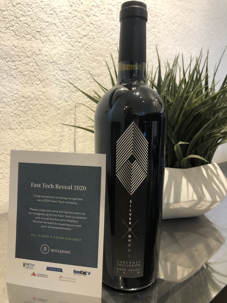 Thank you Tech Titans for our recognition as a 2020 “Fast Tech” Finalist!! Congrats to our fellow nominees as well. We also appreciate the wine for the big reveal event! #TechTitans