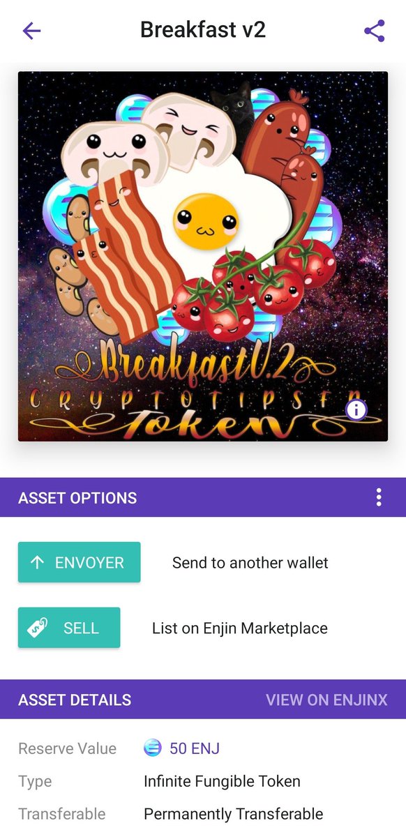 ratiobama's tweet photo. Who wants a Cryptotipsfr Breakfast Token v2 Backed by 50 ENJ ? π #ERC1155
https://t.co/v46ln8SE65
Like, RT & Post your Enjin Wallet Adress π
1 Winner, Random Draw π
Result in 24Hπ #enjin #enj #collectibles #nft #cryptotipsfr https://t.co/kdTt9DsCb7