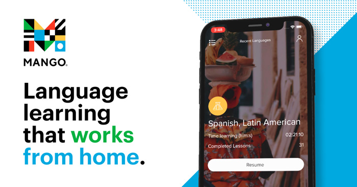 a smartphone displaying the mango languages app