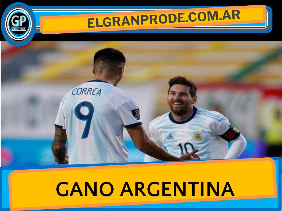 elgranprode's tweet photo. GANO ARGENTINA!!! Con goles de #lautaromartinez  y #joaquincorrea la #seleccionargentina le gano 2 a 1 a #bolivia🇧🇴  en la altura de #LaPaz . 
Quien fue la figura para vos?
#vuelveegp
#SentimosFutbol 
#vivimosfútbol https://t.co/TaXdSyQs1W