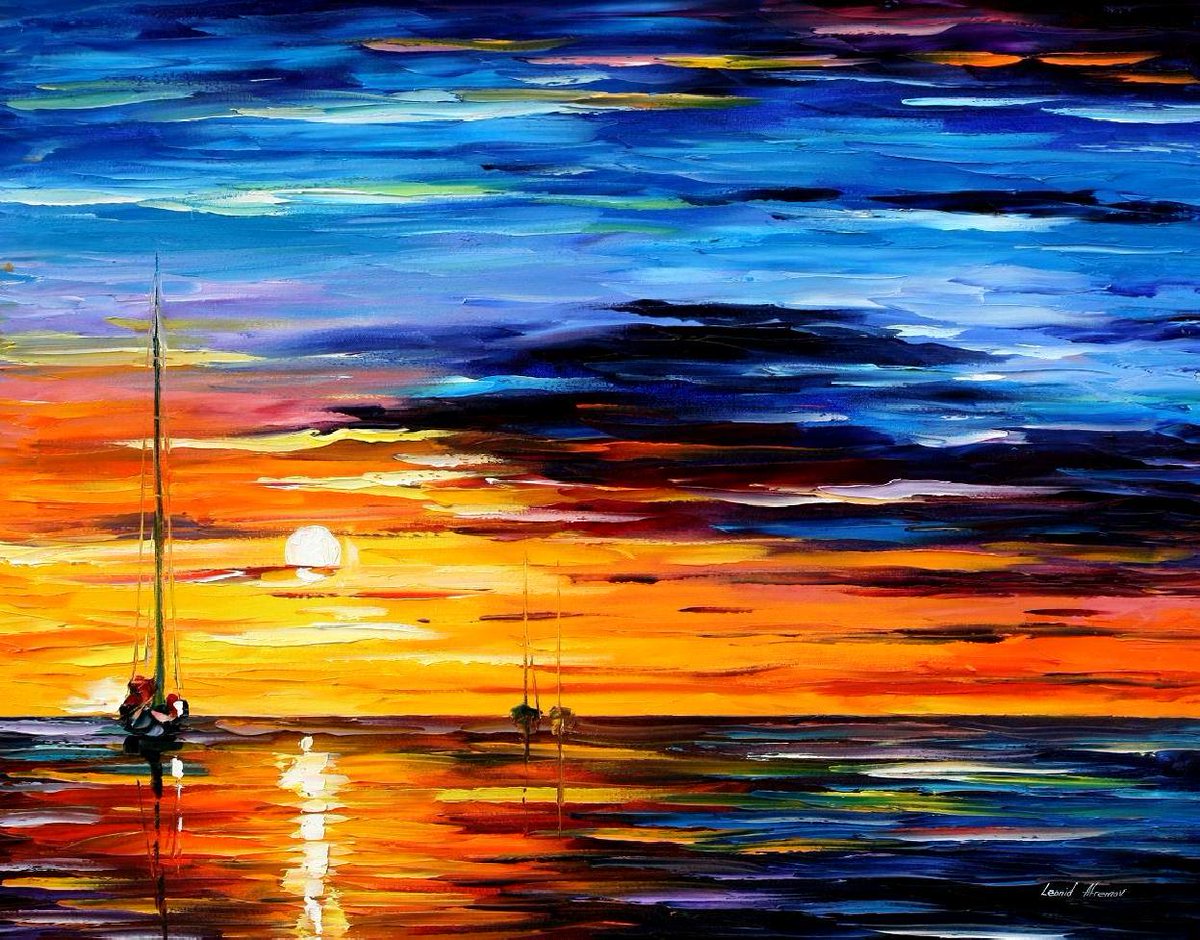 MasterinM's tweet photo. FAR AND AWAY IN THE SEA — Pintura al oleo de Leonid Afremov https://t.co/E44AQXfzQP https://t.co/SnDXQBvJOa