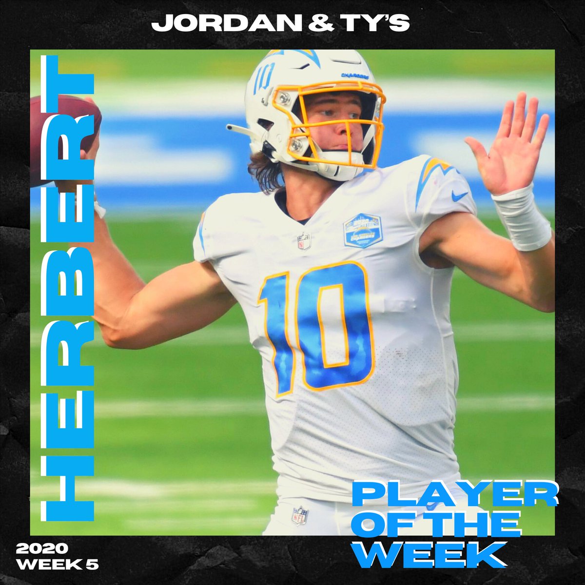 man2manpod's tweet photo. Justin Herbert is our player of the week!

20/34, 264 Yards, 4TD’s https://t.co/Ks0iKHHxte