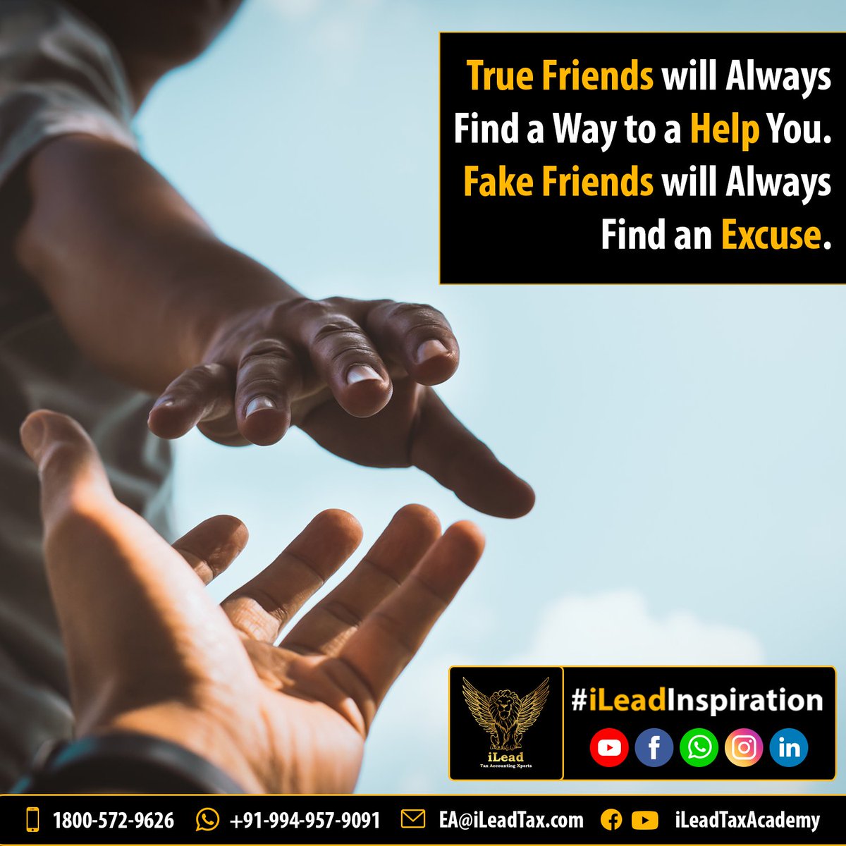 nandasmiles's tweet photo. True Friends will Always Find a Way to a Help You. Fake Friends will Always Find an Excuse.

#iLeadInspiration #iLeadTaxLLC #iLeadTaxAcademy #EnrolledAgents #friends  #help #ptin #EA #enrolledagent #enrolledagenttraining #ustaxprofessionals #big4professionals #taxexperts https://t.co/oaKmCFadDm