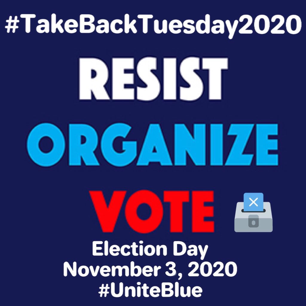 thewebbix's tweet photo. @Gr3Te4rights @Mouse77246843 @tonistandley25 @Marlenes777 @AztecQueenIII @Judi1218 @ColtheMong @Nfboren @lilaravve @caragal_ @IRatmiroff @boogykas @SharkNinjaX @verbella1 @HarryDa66293340 @SARA2001NOOR @kodiak149 @RhymesRadical @SadieTNResist @axelknudsen @Allen58B @HermanVenneman1 Good evening Grete! Thanks for the mention.
Hard to believe it’s only three more Tuesdays until #TakeBackTuesday2020! https://t.co/J5F5hplism