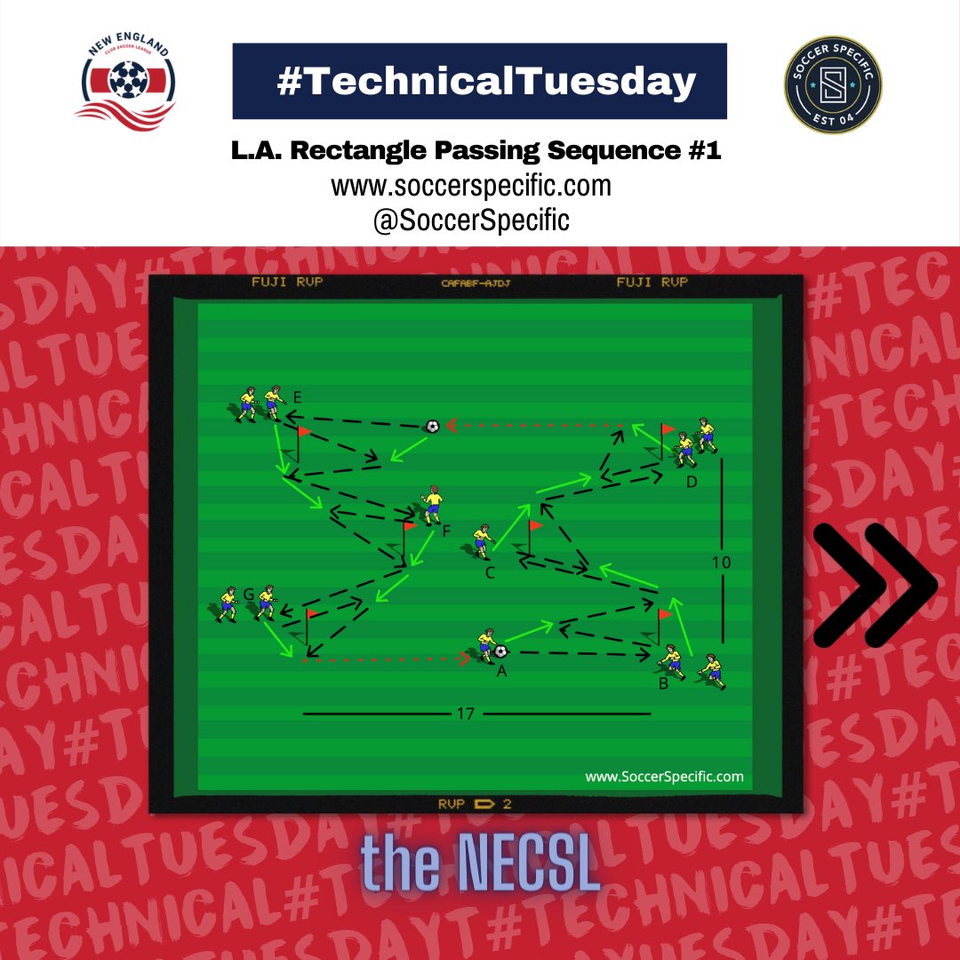 thenecsl's tweet photo. #TechnicalTuesday with @SoccerSpecific. The following is a three-progression, tight-space passing activity that can be used for day before a game, day of travel or regeneration day training. https://t.co/Uqwcqy36vU
#soccerspecific #theNECSL #OurCorner https://t.co/6uYGtgGKSN