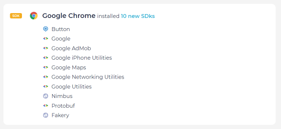 MightySignal's tweet image. Google Chrome installed 10 new SDKs this week. What if you could look up any mobile app's tech stack? Our clients can. Track custom lists and get notified of #SDK installs/ uninstalls in real time: ow.ly/OuHS50BRKdv
#SDKIntelligence #TechStackTuesday #AppDev
