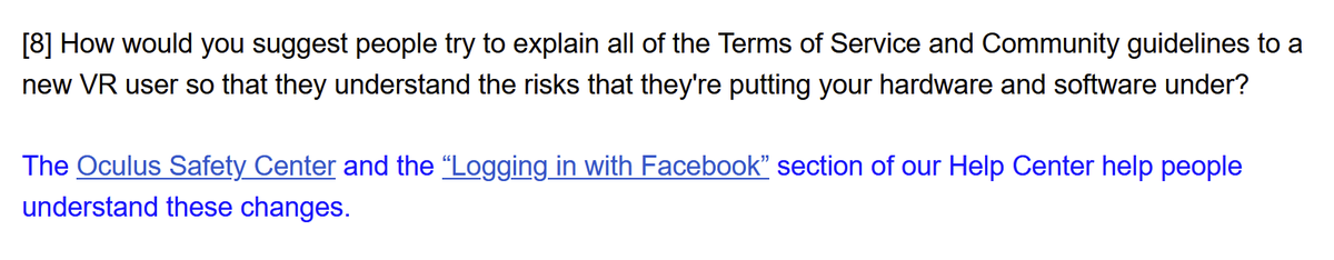 Facebook needs more experiential ways of ramping up folks on their codes of conduct, especially when sharing your HMD.Here& #39;s the sites they currently suggest:The Oculus Safety Center https://www.oculus.com/safety-ce... in with Facebook Help Center section https://support.oculus.com/424208161...