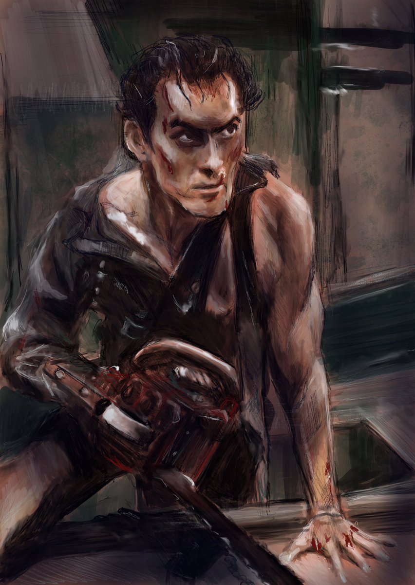 beadysass's tweet photo. #Goretober day 13 ‘Guts’ #theevildead #ash #brucecampbell digital painting https://t.co/5LDqxags0O