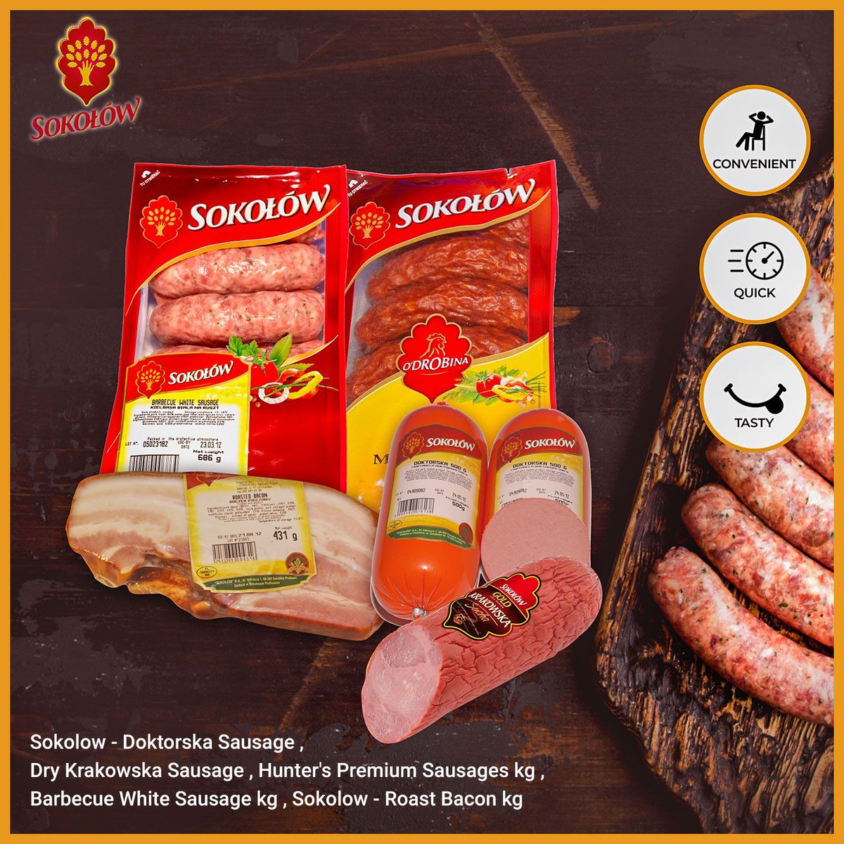 Sokolow Sausages on offer this October! Don’t miss out on the AMAZING taste of Hunter’s Premium Sausage and Barbecue white Sausage
.
.
What’s your favourite Sokolow Sausage? They’re all so good
.
.
#EasternEuropeanFood #LituanicaRetail #SokolowSausage #Sokolow