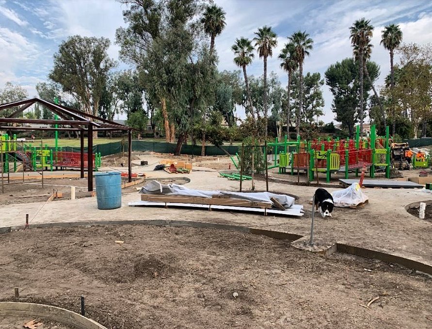 LakeForestCA's tweet photo. The contractor installed the playground equipment at Cherry Park this week. This neighborhood park improvement project adds a second universally accessible playground in the City. Staff anticipates the project will be complete in January 2021. #lakeforest #cherrypark https://t.co/TSFsdD7wZU