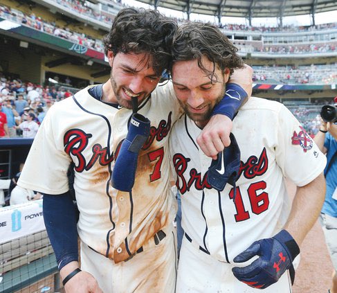 SportsTalkATL's tweet photo. If you get Ian Anderson, Dansby Swanson, Braden Shewmake, Charlie Culberson, and Thomas Rhett in a room together you could pass them off as an All Brother christian folk group from West Florida. https://t.co/4fXVd7vXCY