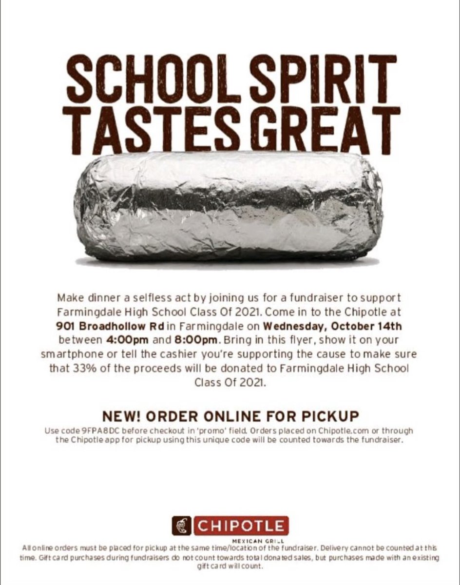 dalers21's tweet photo. Make sure to take part in the chipotle fundraiser tomorrow!!! https://t.co/OBRKbVcvBi