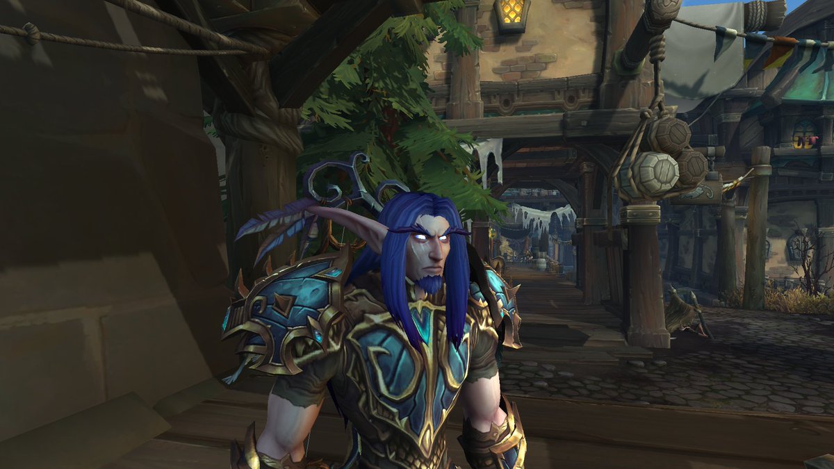 Abberai DawnstriderHe's half nelf half helf and if I didn't like how the 'thick' ears look I'd use them for the upturn. Loner, despises all undead, largely neutral. Would rather hang out with his fox than people.Blizz dual wield Surv when?