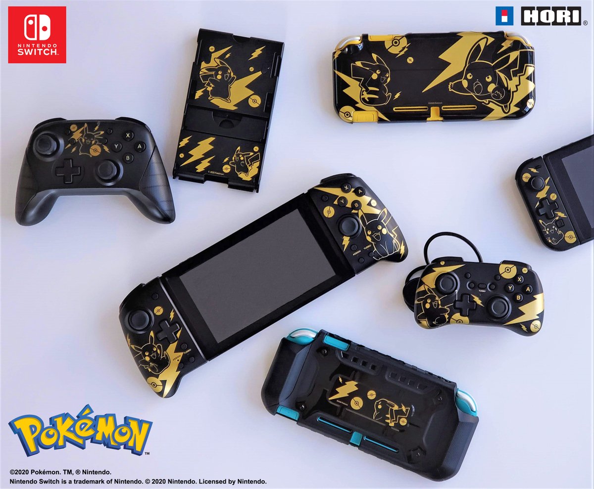HORI USA on our X Gold it\'s #blackandgold & / #switch Switch life #pokemon Pikachu accessories. GOLDEN with Black #nintendo https://t.co/vNQfShV0v2 https://t.co/gLgcVCrlFW\