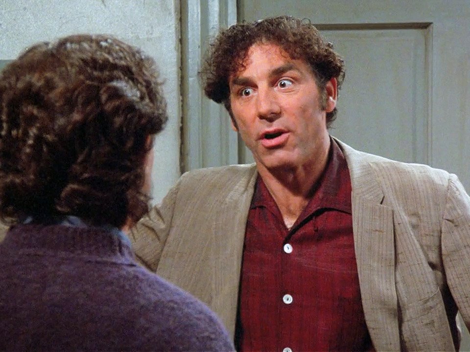 Cosmo Kramer after a low-flow shower as Wolf Blitzer
