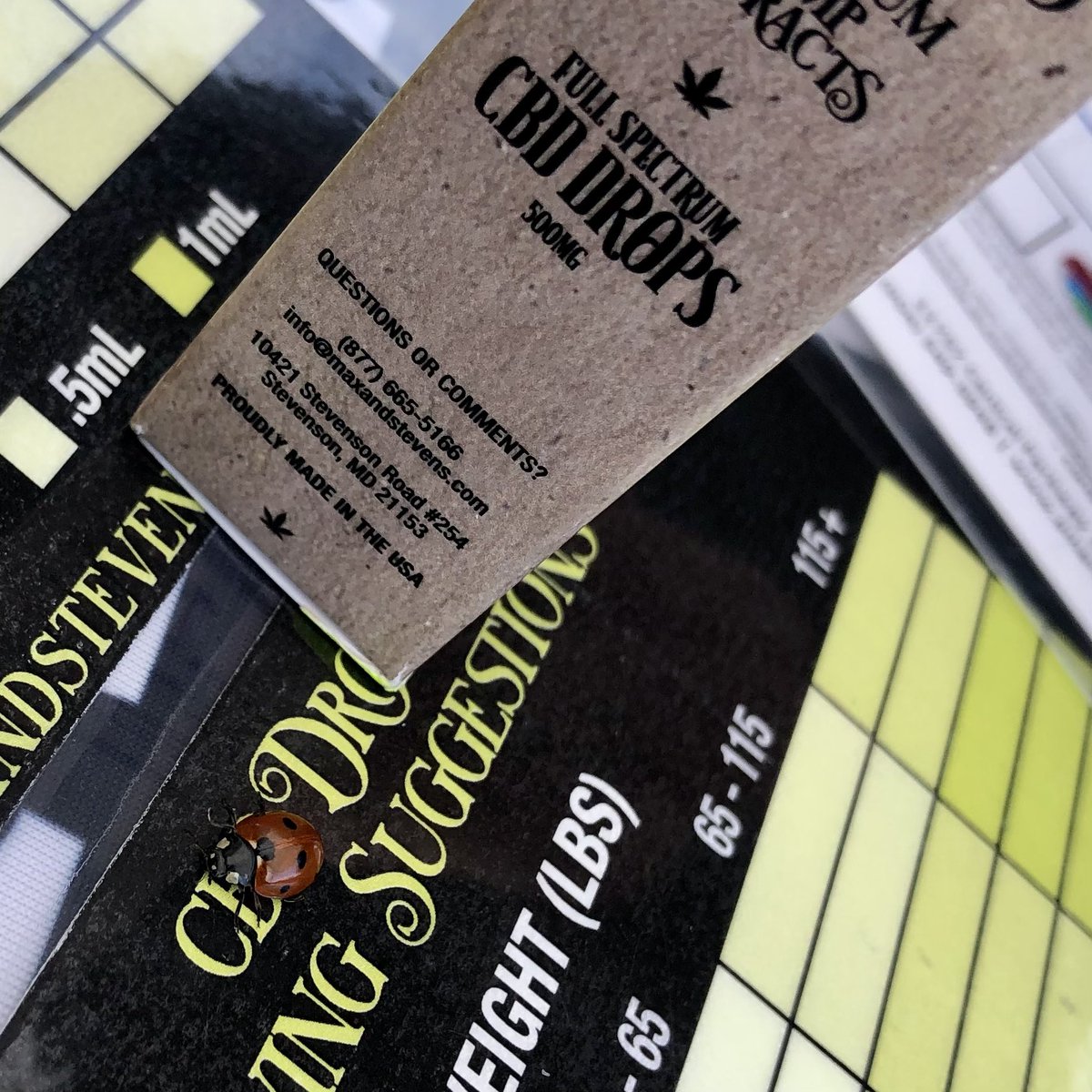 A lucky visitor today at the market🐞😉🌿💚
.
The Most Trusted Full Spectrum CBD Drops
Tincture &amp; Topical for People &amp; Pets!
.
👉 Text “HEMP” to 26786
.
#MaxandStevens #HeardofCBD #WholeHempLife #HempsWasup
.
🌿MaxandStevens.com
🌿hello@maxandstevens.com
🌿443-743-2444