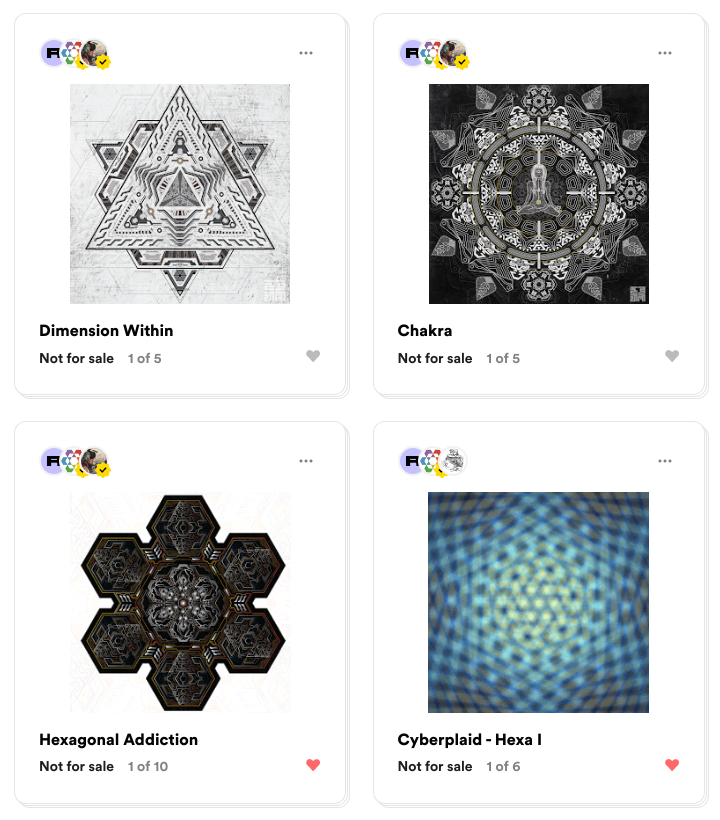 hexagontruth's tweet photo. Went on a bit of a #cryptoart spree on @rariblecom, picking up *four* new hexagonal #NFTs — a lovely interference pattern from @ZGreyhaven and three hexoid #flakes from Swayatra, who does not seem to be on Twitter. Copies are still available of all four! https://t.co/EGWWEqmNS5