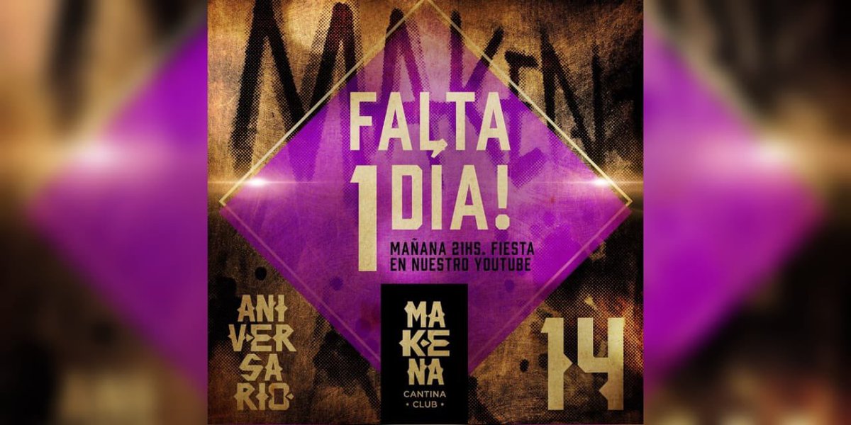 ⚡FESTEJAMOS 14 AÑOS⚡ 
Mañana desde las 21hs. se suben al escenario bandas y músicxs amigxs para brindar juntxs.

🎶 Toda la noche será transmitida en vivo por nuestro canal de Youtube /makenacantinaclub

¡Va a estar disponible la gorra virtual para colaborar con lxs músicxs!