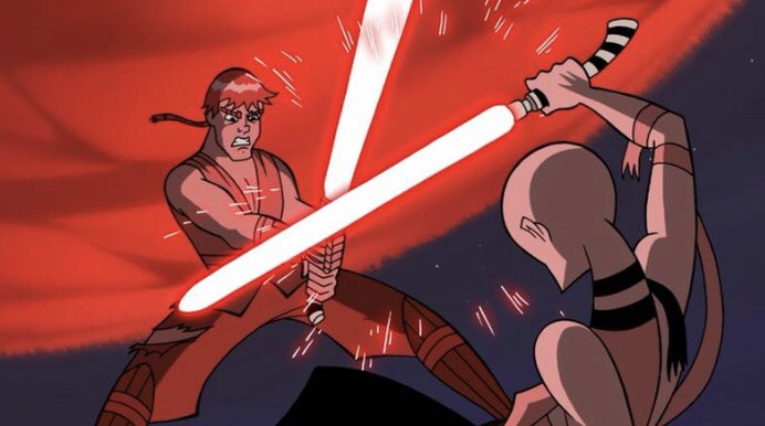 Anakin vs Ventress— Give Hayden another chance to show off his elite dueling skills. Highlight important themes/moments, such as Anakin being the superior Padawan, his inability to resist the darkside & when he got his scar.