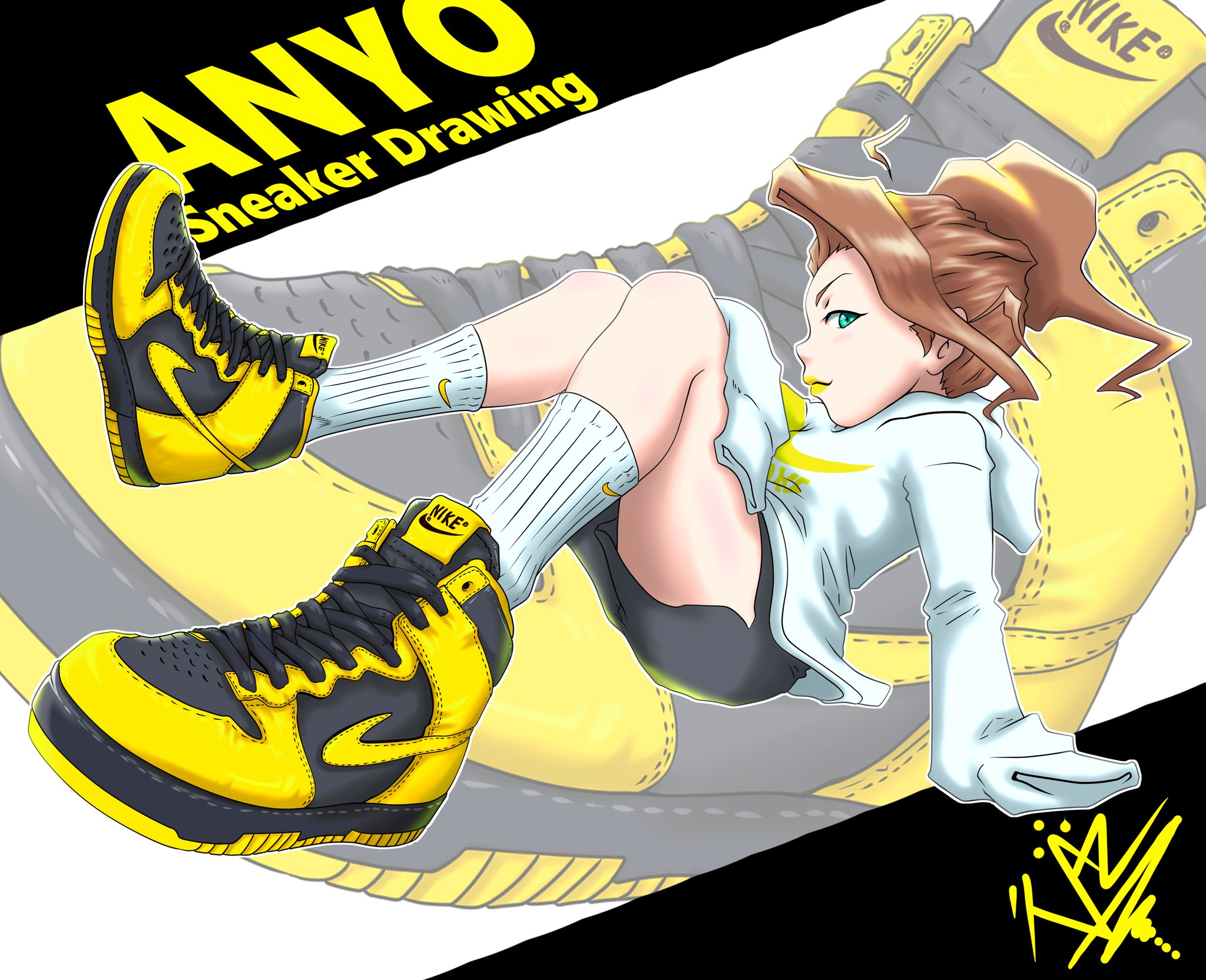青木 伴イラストレーター ご依頼受付中 あんよチャン スニーカーイラスト 38足目 Nike Dunk High Black Varsity Maize 今年発売35周年を迎える ダンク シリーズの今秋発売予定の一足 Nikedunkhigh Varsitymaize ナイキ ナイキダンク