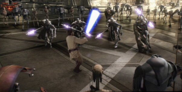Obi-Wan vs Magnaguards— In the scene below, it was said that cast & crew worked on what was going to be the most elaborate fight in the saga, EVEN better than Duel of the Fates. Unfortunately it was scrapped. As a nod to Lucas, it’d be cool if we got to see it in another scene