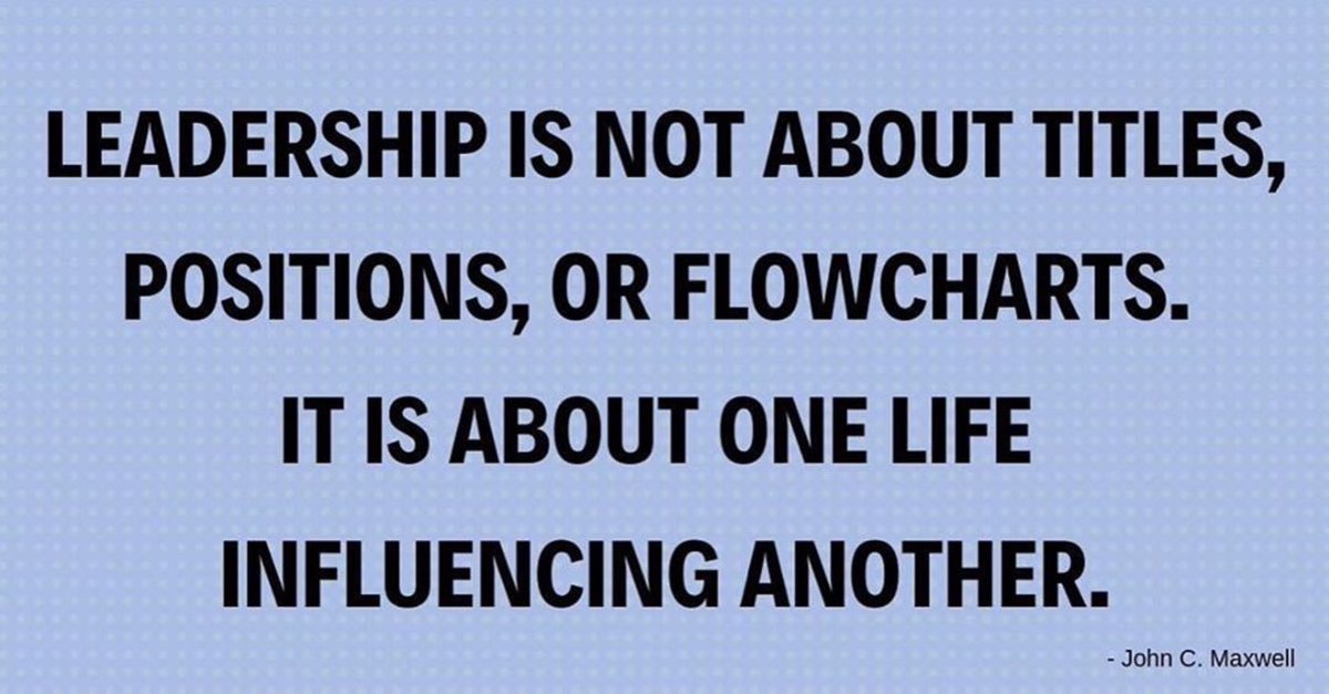 You don’t need a certain title or position to be a leader. Everyday we have the opportunity the influence those around us. How can you make a positive impact on the people in your life?  #edchat