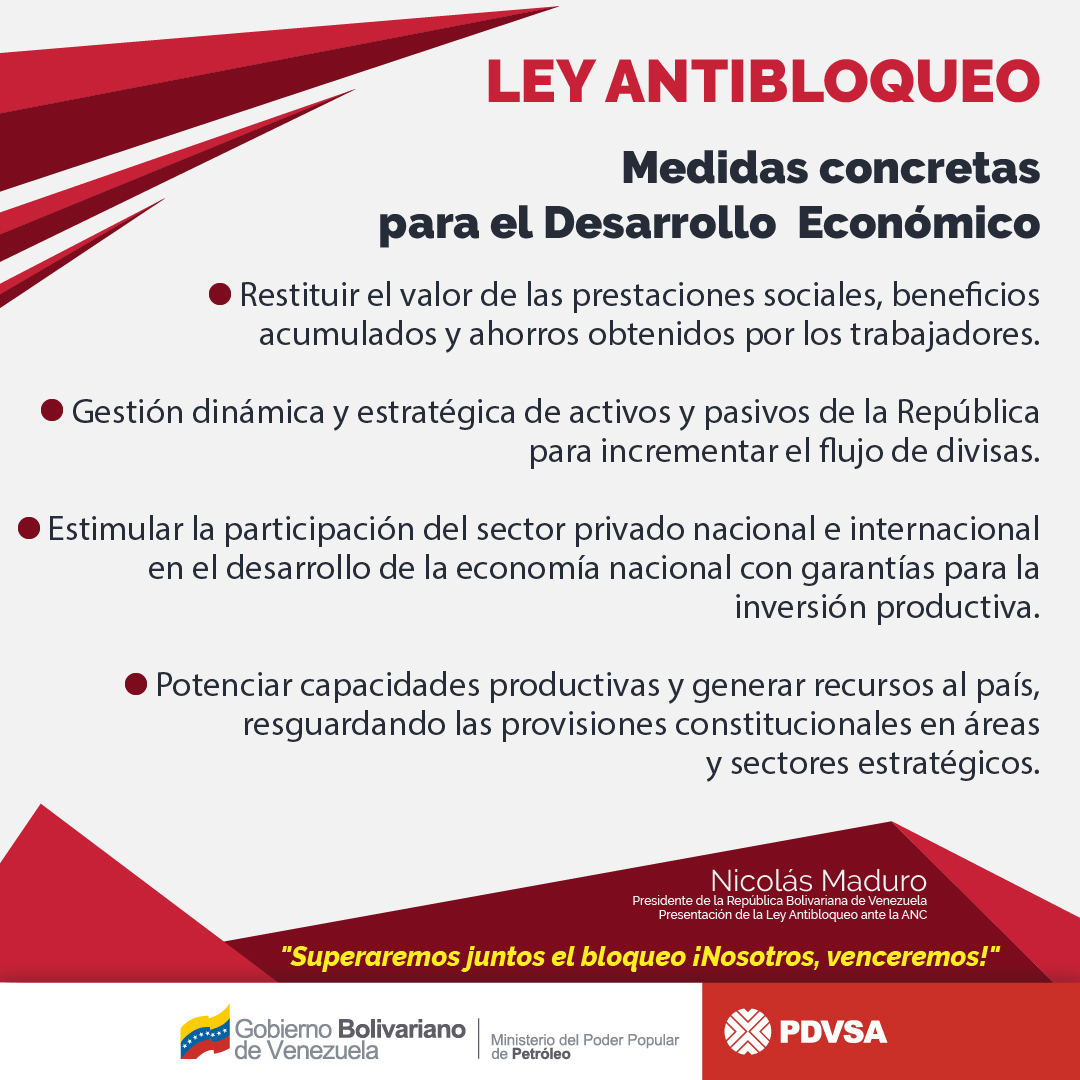 PDVSA's tweet photo. 🇻🇪✅ Esta Ley Constitucional tendrá vigencia desde su publicación en Gaceta Oficial de la República Bolivariana de Venezuela, hasta que cesen los efectos de las medidas coercitivas unilaterales, restricciones y otras amenazas que afectan al país. 

https://t.co/afLRjjgckr