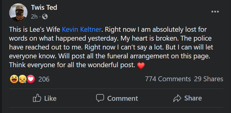 ThreadA compilation of the heinously vile messages left on the facebook page of the victim of Saturday's shooting.His wife left a message on his FB page in her mourning.The page was eventually made private.The vitriolic abuse even spread to her family's FB pages.