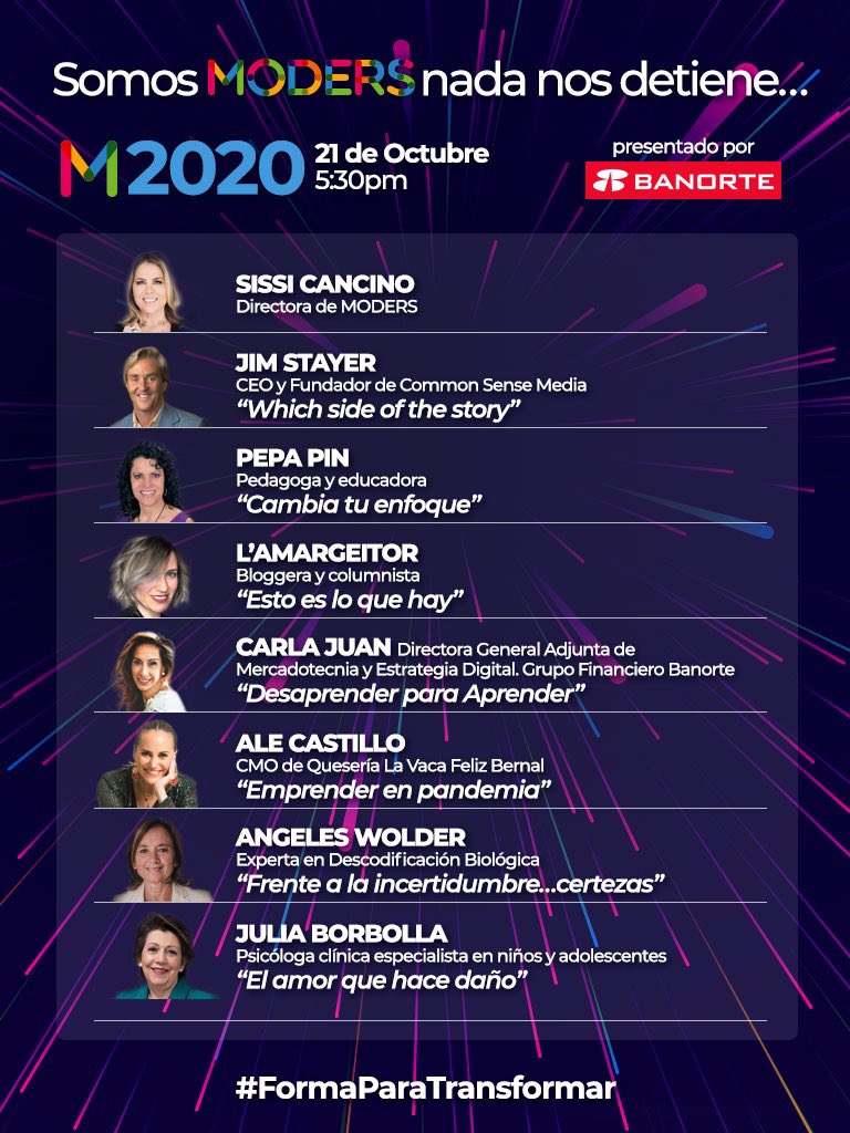 sissicancino's tweet photo. #SomosMODERS, nada nos detiene y por eso en este año de pruebas y aprendizajes traemos para ti #ForoModers2020. ¡Virtual y completamente GRATIS!
Conéctate a @ModersMex este 21 de Octubre
a las 5.30pm. ¡Ven a MODERS!
Registrate ya en:
https://t.co/SKsINLMP2a https://t.co/8mAlokupt0