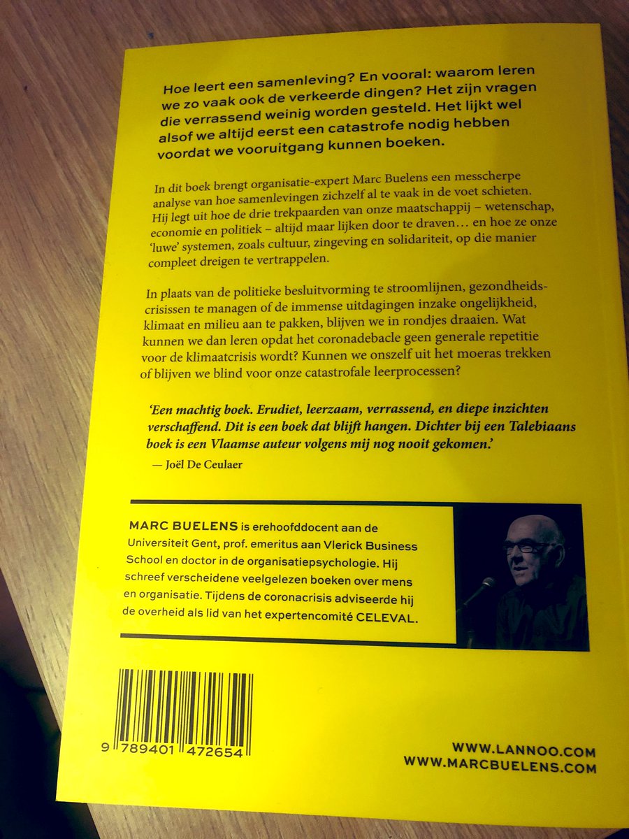 Ik had het genoegen op de boekvoorstelling van #MarcBuelens te zijn: ‘de verblinde samenleving’ 👉 Hoe leert een samenleving? 
#inspiring 

Als ik <a href="/jdceulaer/">Joël De Ceulaer</a> mag geloven: dichter bij een Talebiaans boek is een Vlaamse auteur volgens mij nog  nooit gekomen.
😏 Razend enthousiast!
