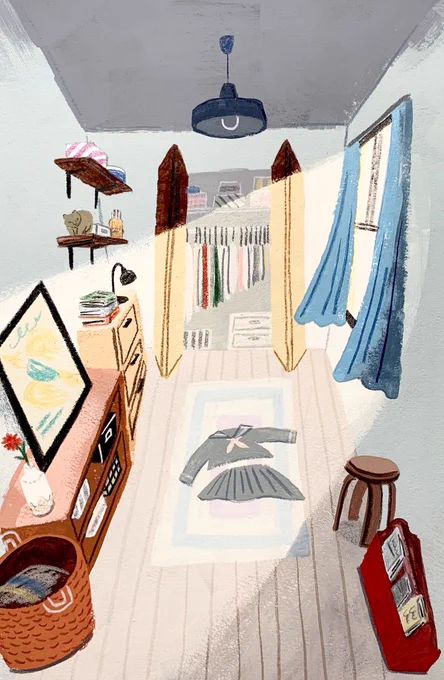 『 #おしゃべりな部屋 』EP1「ささやく本の部屋」片付きました。
挿絵は色んなスタイルで描いてます。 
