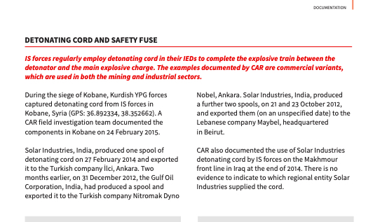 During the siege of Kobane in Syria, Kurdish YPG forces found Indian detonators made by Solar Industries/EEL were being used by ISIS to make IEDs.These detonators had been exported to the ISIS through shell companies in Turkey and Lebanon which no longer exist.(5/9)