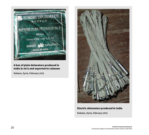 Even on the Makhmour front line in Iraq, ISIS was found to be using detonators & other equipment from Solar Industries/EEL to manufacture IEDs.The report states that it's unclear through which entity Solar Industries exported these to ISIS.(6/9)