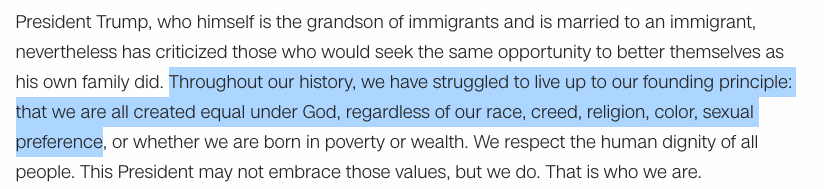 I mean this is all just complete insanity. Here’s Leon Panetta, Obama’s Defense Sec, writing in 2018 for CNN about how “Trump is not who we are” since “we are all created equal under God, regardless of our race, creed, religion, color, sexual preference." https://www.cnn.com/2018/01/17/opinions/leon-panetta-the-world-needs-to-know-trump-is-not-who-we-are/index.html