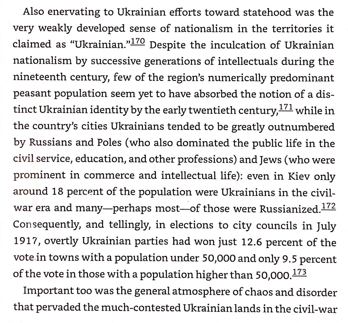 Ukrainian identity was weak & cities were mostly Russian. This, & constantly changing fronts (Kiev changed hands 16 times) led to instability exploited by all factions. Entente did little to help , Whites denied Ukrainians existed (all E Slavs = ), &  wanted western .